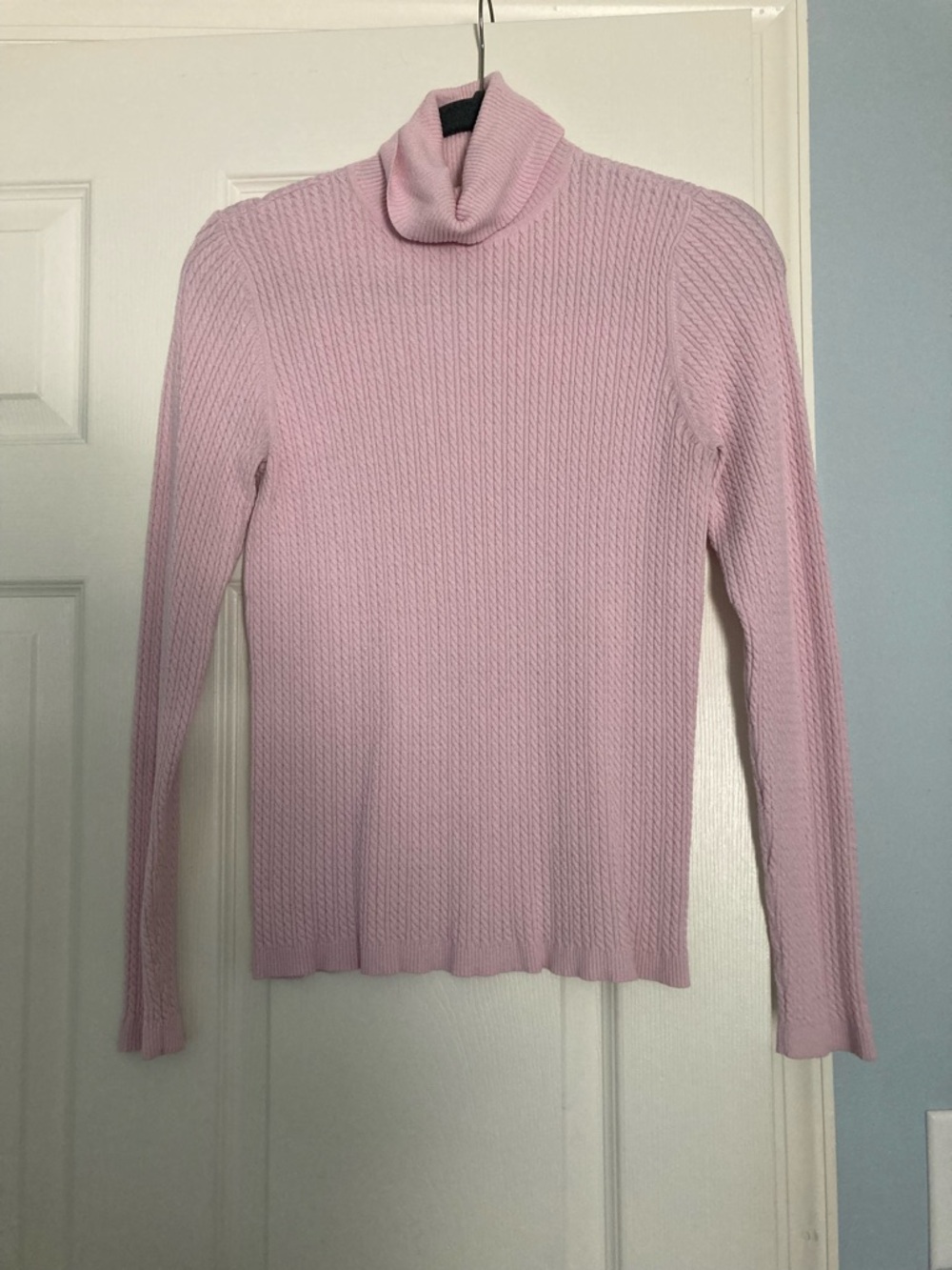 Charter Club Light Pink Cable Turtleneck Sweater